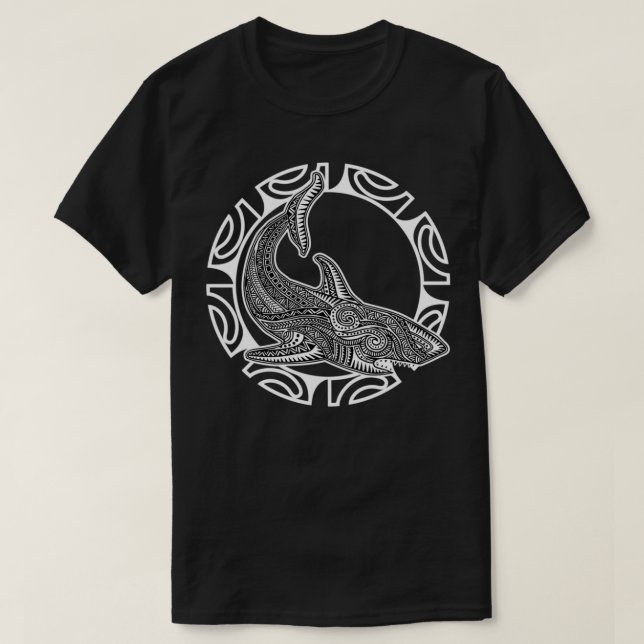 T-shirt Culture de requin Symbole Haka Danse Maori Nouvell (Design devant)