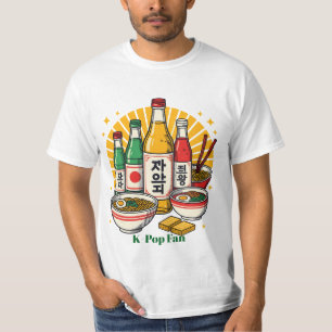 T-shirt Culture Pop Coréenne Impression Poitrine