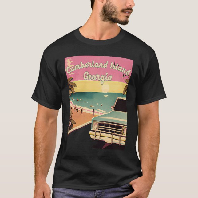T-shirt Cumberland Island Retro Beach Vacation Graphics Ge (Devant)