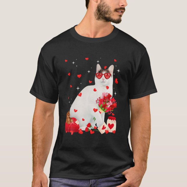 T-shirt Cume japonaise Bobtail Chat Valentine Fun Chat Pap (Devant)