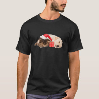 T-shirt Cume Jaune Lab Chien Chien Chien Santa Chapeau Noë