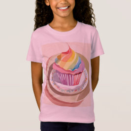 T-Shirt cupcake arc-en-ciel