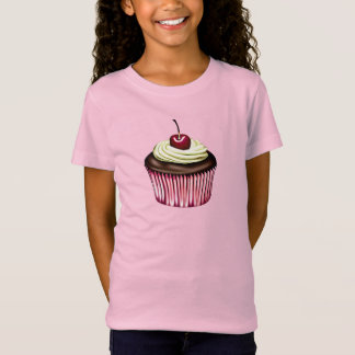T-Shirt Cupcake au chocolat avec cerise sur le dessus