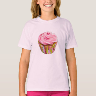 T-shirt Cupcake aux fraises avec givre rose