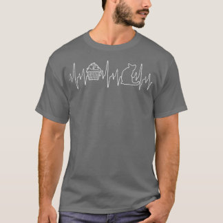 T-shirt Cupcake Cat Heartbeat Funny Baking Cupcake Lover R