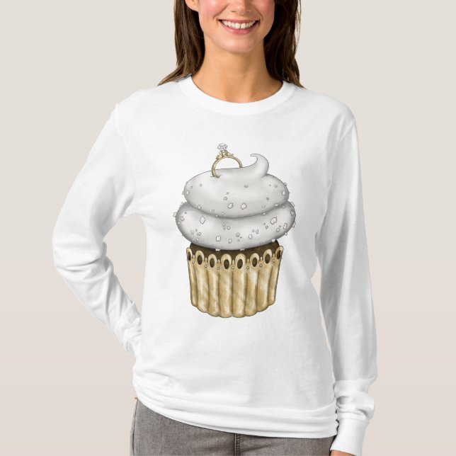 T-shirt Cupcake Fiançailles doux (Devant)