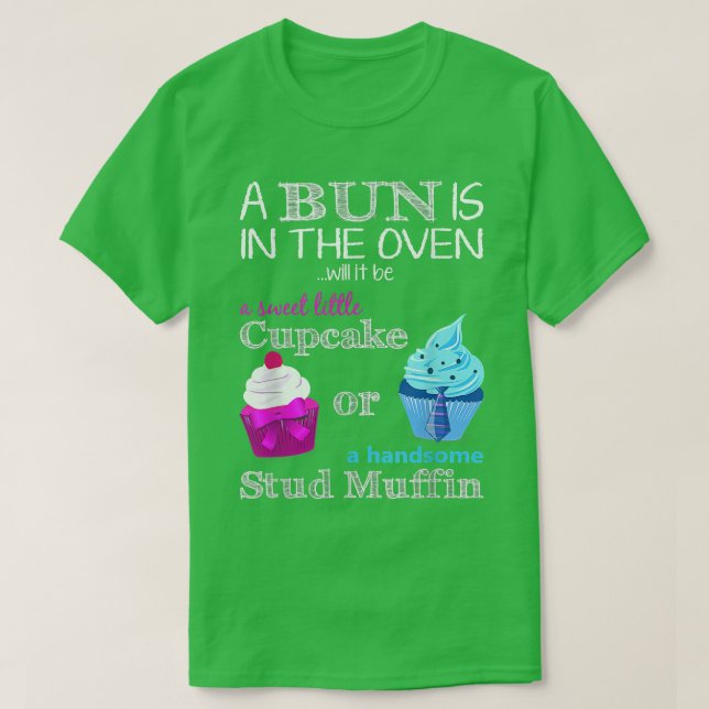 T-shirt Cupcake Ou Stud Muffin Genre Révéler Garçon Ou Fil (Design devant)