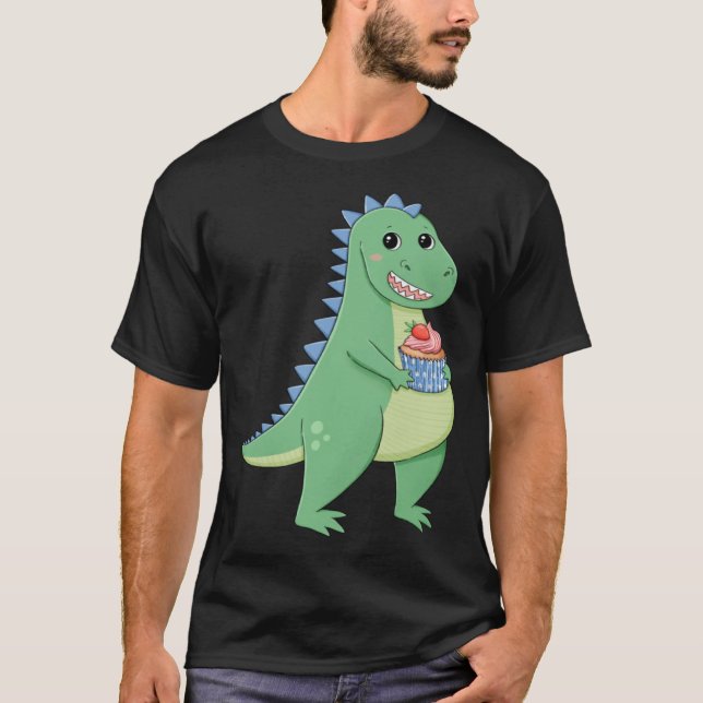 T-shirt Cupcake T-Rex Dinosaur Baker Pâtisserie Chef Dino  (Devant)
