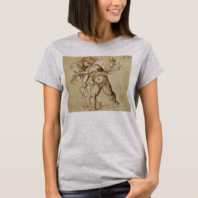 T-shirt Cupid avec un violon par Domenico Campagnola (Devant)