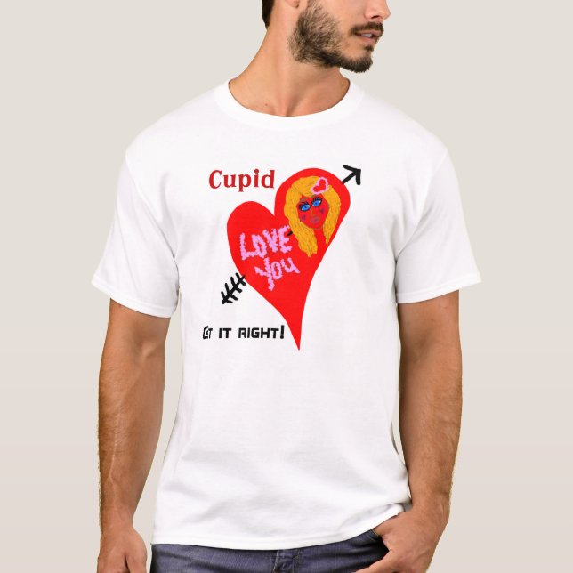 T-shirt Cupid Obtenez droite Coeur rouge Blonde Girl Arrow (Devant)