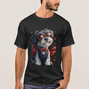 T-shirt Cupid Schnauzer miniature Saint-Valentin Chien Amo