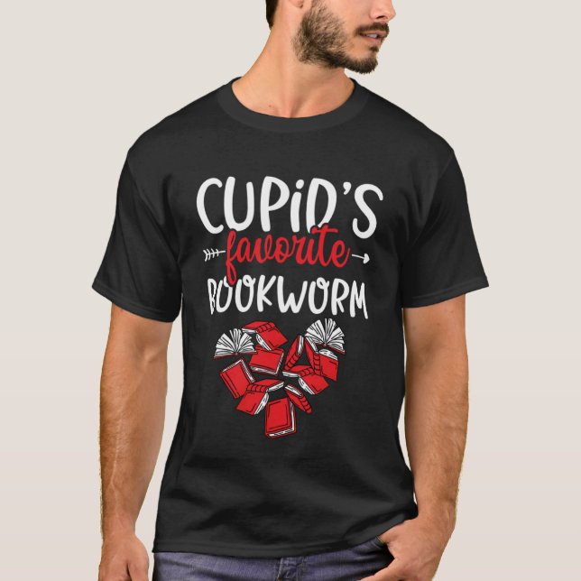 T-shirt Cupid's Favorite Bookworm  Valentine's Day Book Re (Devant)