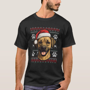 T-shirt Cur à bouche noire Santa Chapeau Noël Drôle Chien