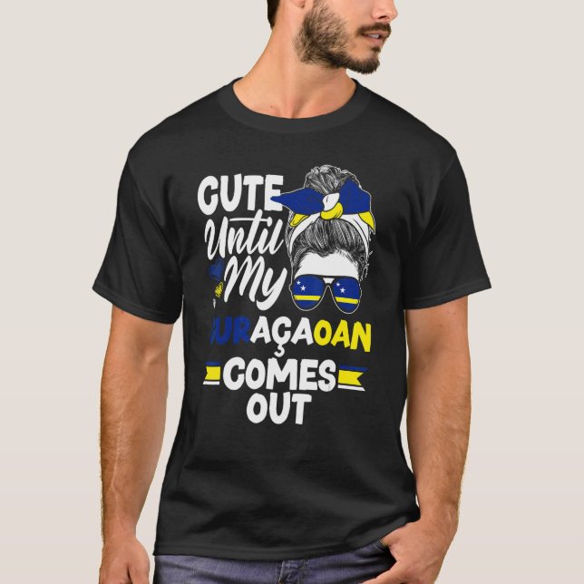 T-shirt Curaçao Drapeau Mignonne Jusqu'À Ce Que Mon Curaon (Devant)