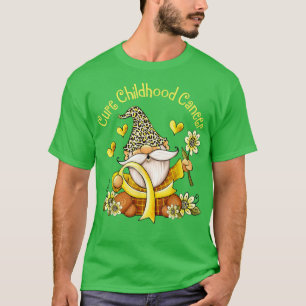 T-shirt Cure Cancer De L'Enfance Golden Ribbon Gnome Cance