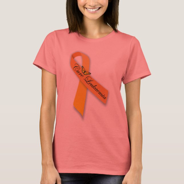T-shirt Cure Leukemia Orange Ribbon Butterfly Chemise (Devant)