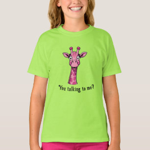 T-shirt Curieuse Girafe Rose mignonne