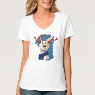T-shirt Curieux chien de dessin sur le bleu - animal de co