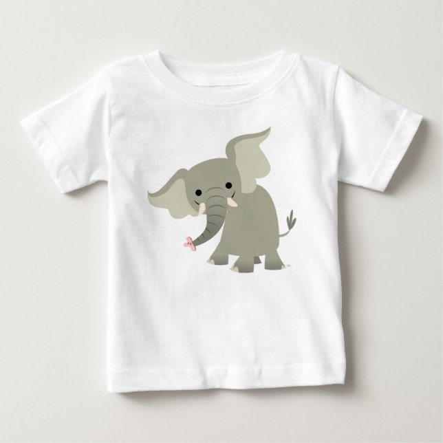 T-shirt curieux de bébé d'éléphant de bande (Devant)