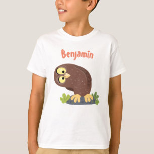 T-shirt Curieux et drôle dessin animé de chouette brune