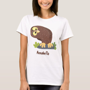 T-shirt Curieux et drôle dessin animé de chouette brune