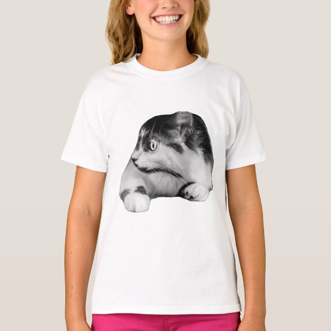 T-shirt Curieux Feline dans la lumière d'automne (Devant)