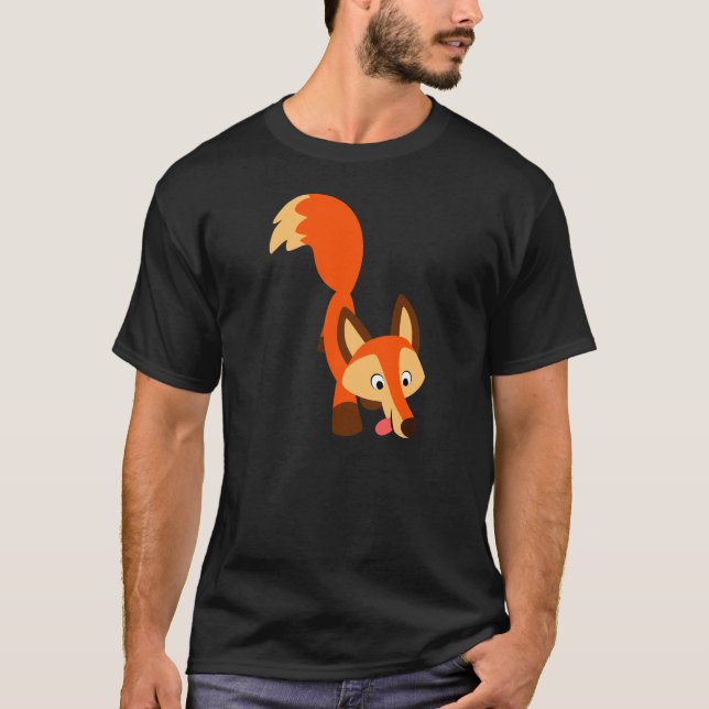 T-shirt curieux mignon de Fox de bande dessinée (Devant)