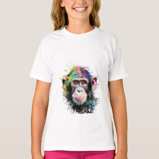 T-shirt Curioso y colorido chimpancé