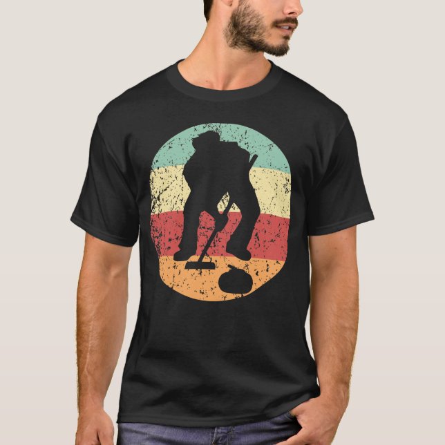 T-shirt Curler Curler Silhouette Retro Sports Icône (Devant)