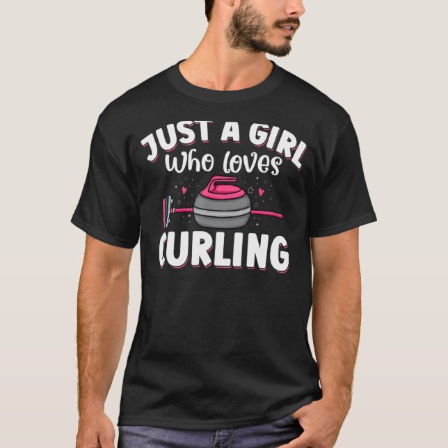 T-shirt Curling balai sports de glace Juste une fille qui  (Devant)