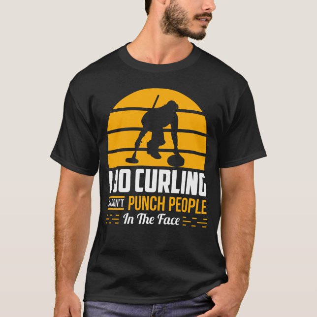 T-shirt Curling Cadeau drôle Curler Sports Glace Sourde Hu (Devant)