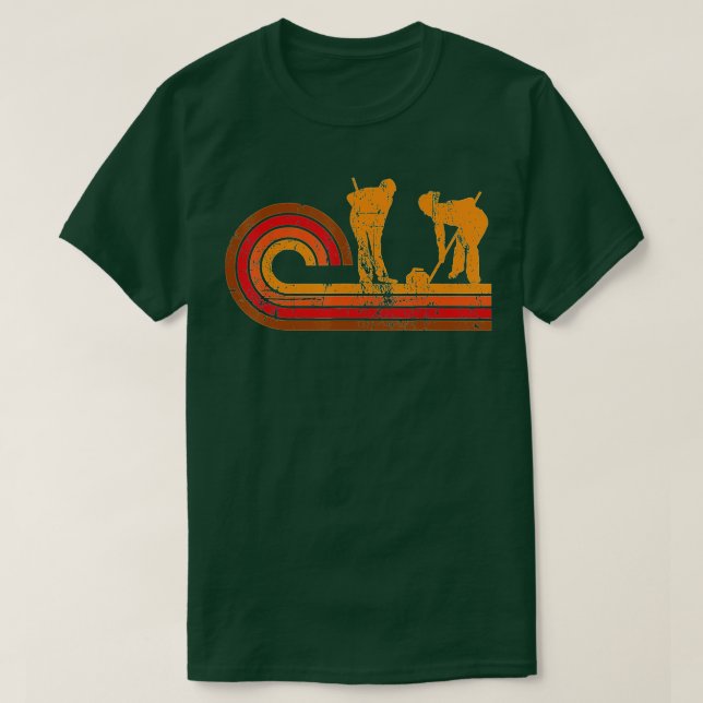 T-shirt Curling de style rétro Silhouette Curling -gigapix (Design devant)