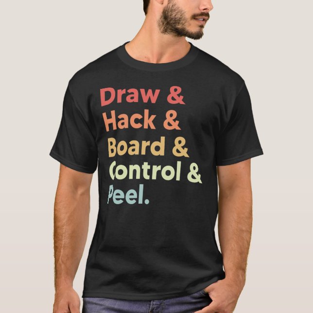T-shirt Curling meme draw hack board control peel retro (Devant)