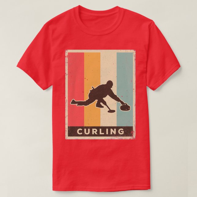 T-shirt Curling Vintage Retro Sports 1 (Design devant)