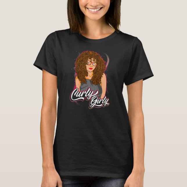 T-shirt Curly Girl Curled Hair Curls Wavavy Hairstyle mign (Devant)