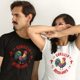 T-shirt Cursillo Décolores Rooster coloré avec croix