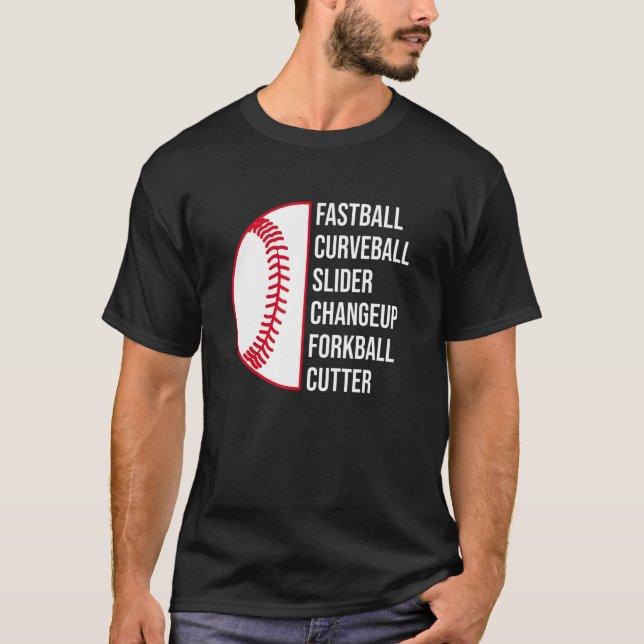 T-shirt Curveball Changeup Forkball Cutter Basebal (Devant)