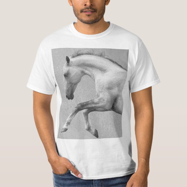 T-shirt Curvet Horse Mens Moderne Animal Blanc Modèle (Devant)