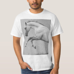 T-shirt Curvet Horse Modèle Mens Moderne Animaux blancs