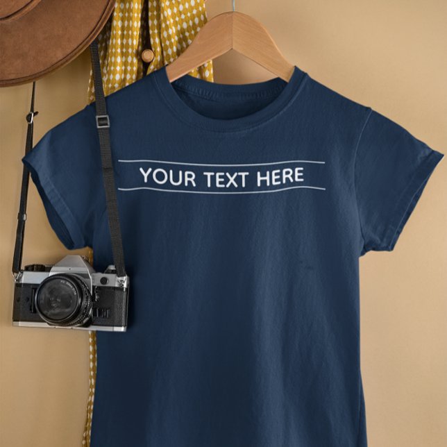 T-shirt Custom Basic Dark Navy Blue Ajouter votre texte Fe (Custom Basic Dark Navy Blue Add Your Text Women's T-Shirt)