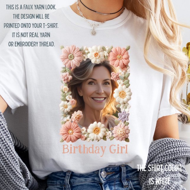 T-shirt Custom Birthday Floral Frame Personalized  (Créateur téléchargé)