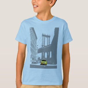 T-shirt Custom Brooklyn Bridge Taxi Jaune New York Boys