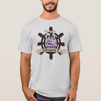 T-shirt Custom Cartoon Sailor Nautical Ship Wheel 
