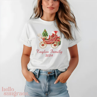 T-shirt Custom Christmas Sleigh Embroidery Effect
