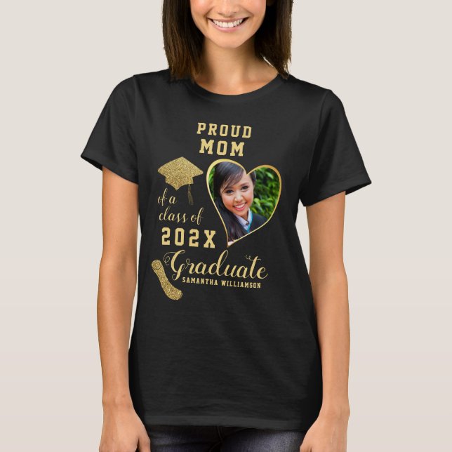 T-shirt Custom Fier Maman d'une classe de 2023 Graduate (Devant)