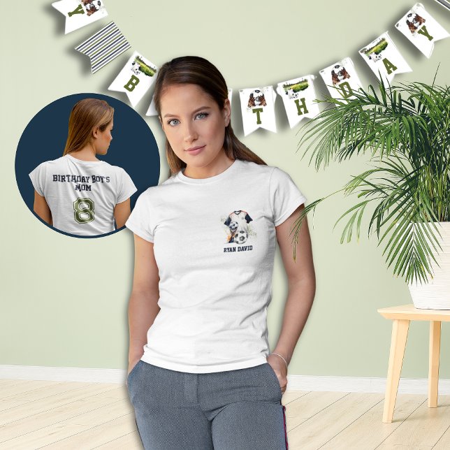 T-shirt Custom Game Day Maman of the Birthday Boy Sports (Personalized Soccer Theme Birthday Party T-shirt Mom of the Birthday Boy )