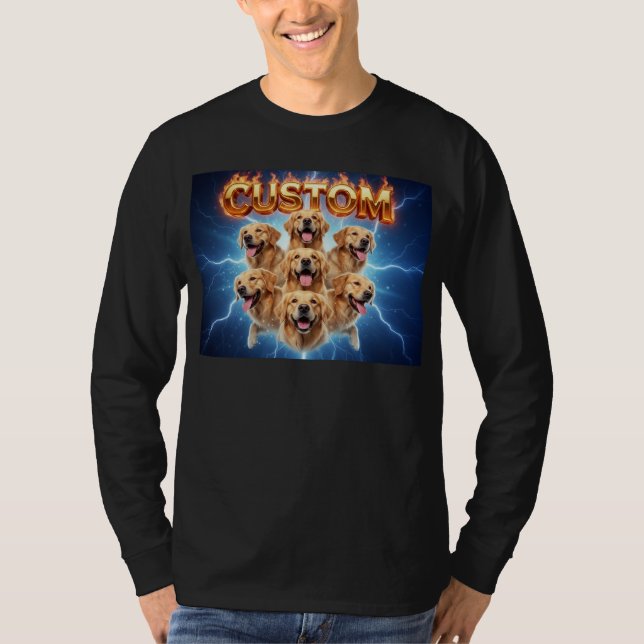 T-shirt Custom Golden Retrievers Cosmic Lightning Design (Devant)