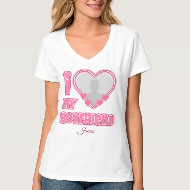 T-shirt Custom I Love My Boyfriend - Ajouter photo et nom (Devant)