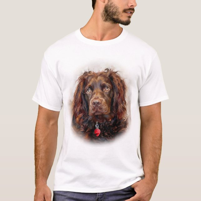 T-shirt Custom Impressionist Boykin Spaniel Portrait (Devant)