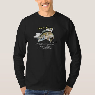T-shirt Custom Lake and Date New York Walleye Opener Dark